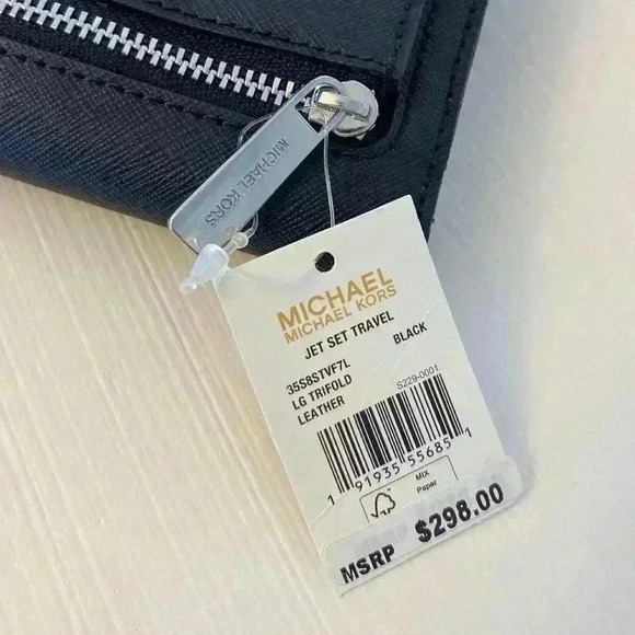 Michael Kors large trifold leather wallet black new - Picture 4 of 7